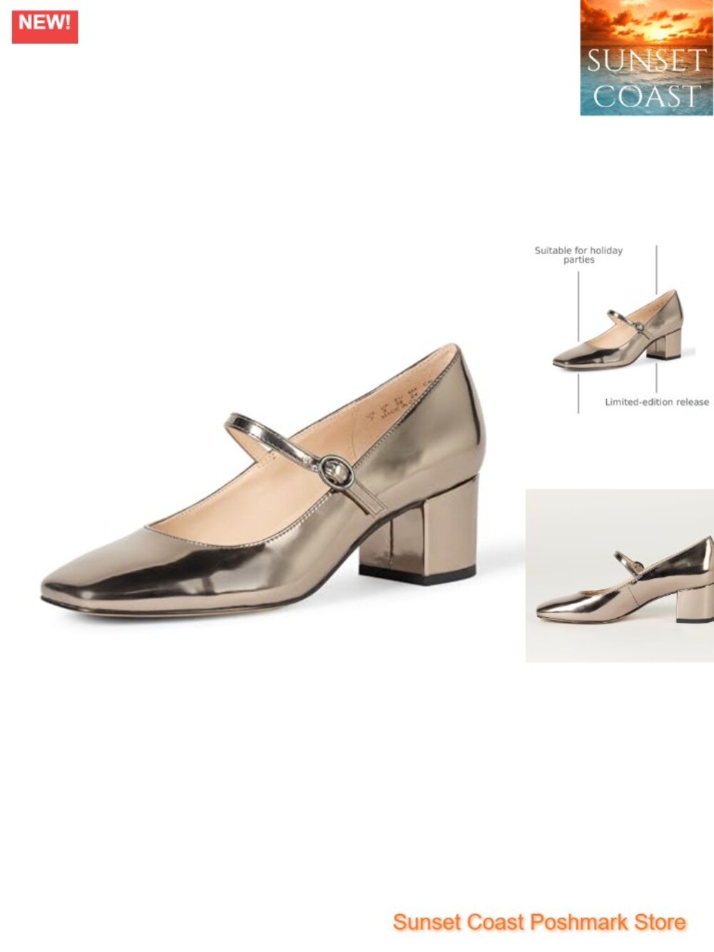 Mary Jane Block Heel Square Toe PU Heeled Pump Casual Party Shoe
